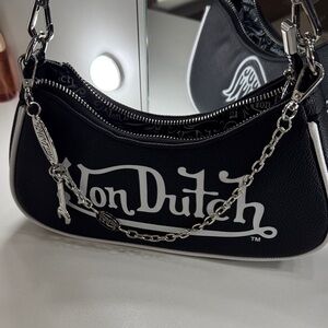 Von Dutch Black and White Shoulder Bag